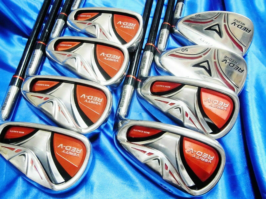 8PC VIVID RED MARUMAN VERITY RED-V R-FLEX IRONS SET GOLF CLUBS MAJESTY